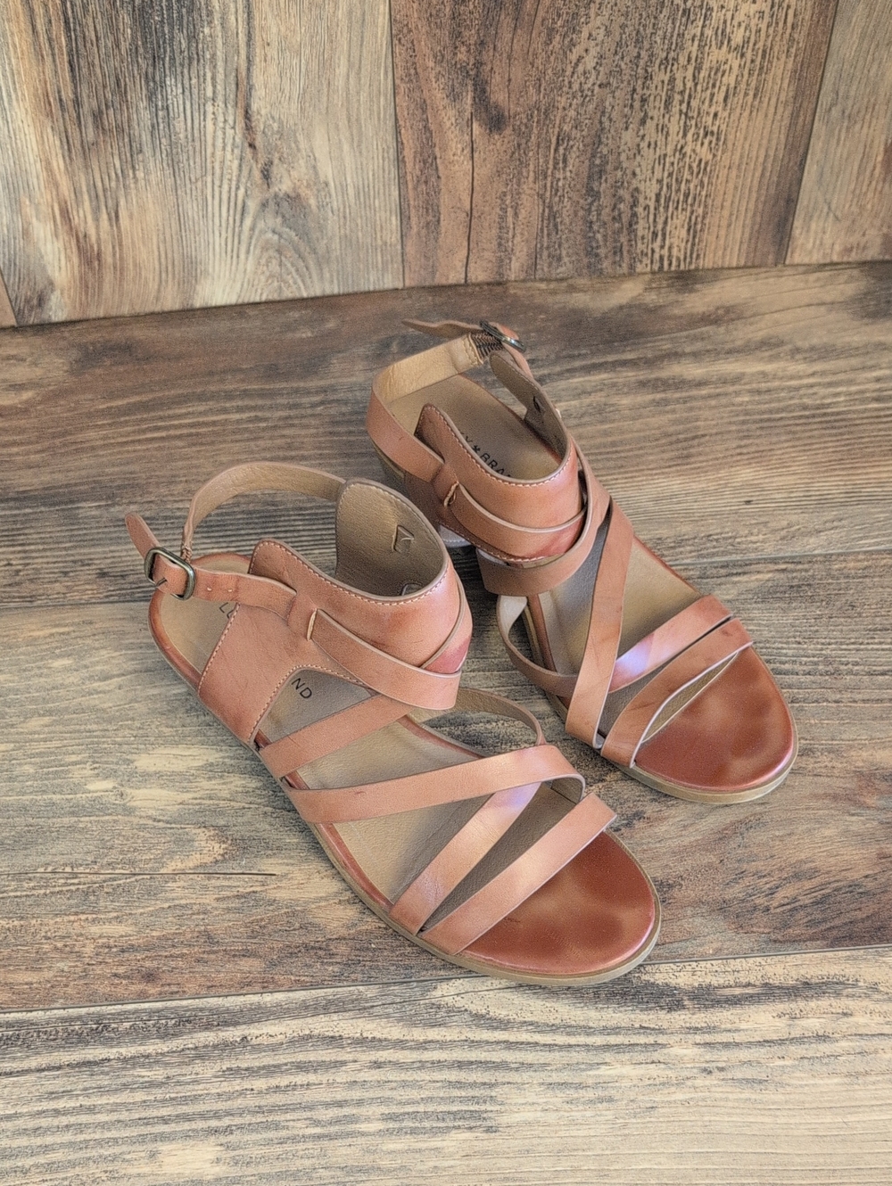 Lucky Brand Baruska Strappy Leather Sandals 5M 569A - Picture 1 of 8